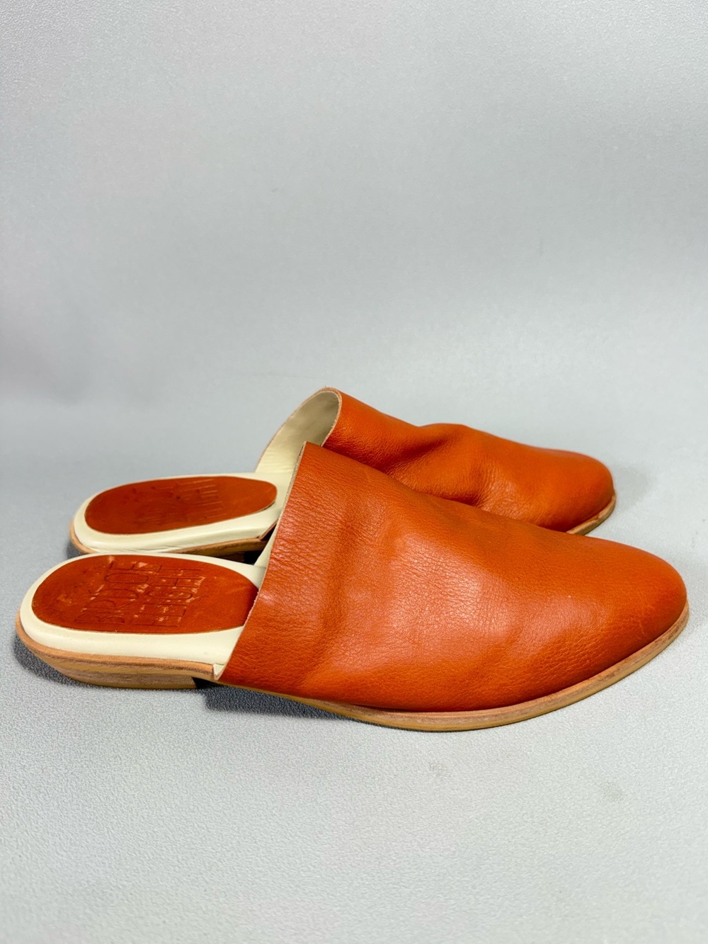 Bird of Flight Burnt Orange Leather Pointed Toe Slip-On Mules